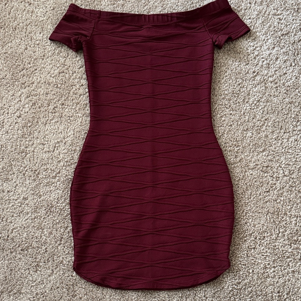 Windsor Off-Shoulder Burgundy Mini Dress